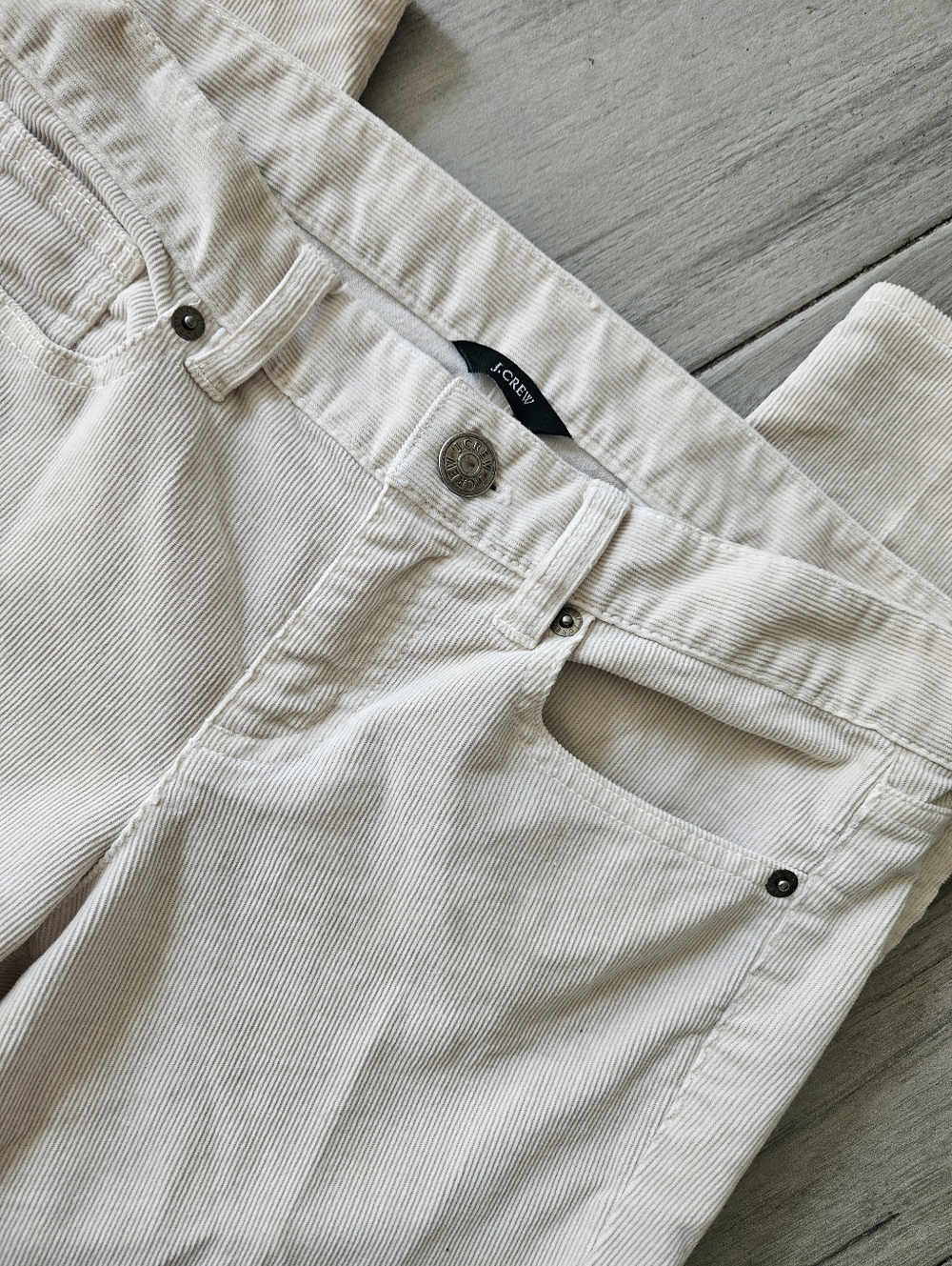 J. Crew Women's Cream Corduroy Pants With Ankle Zipper